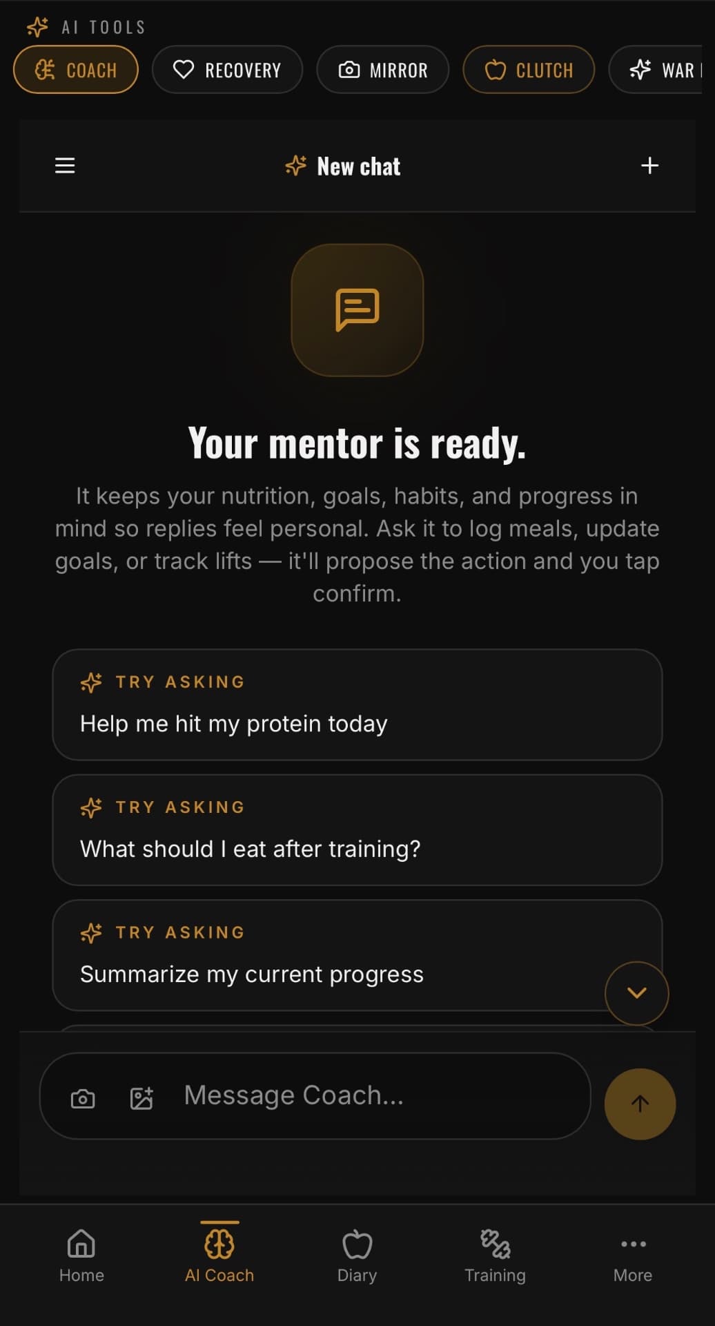 Hot Dad Club AI coach chat screen